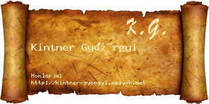 Kintner Györgyi névjegykártya